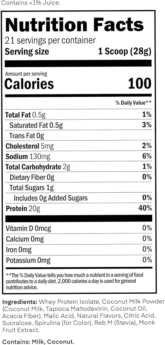 Clear Whey Isolate Protein Powder, ICY Blue Razz, 20g Complete Protein per Serving, No Added Sugar, Grass-Fed, 21 Servings
