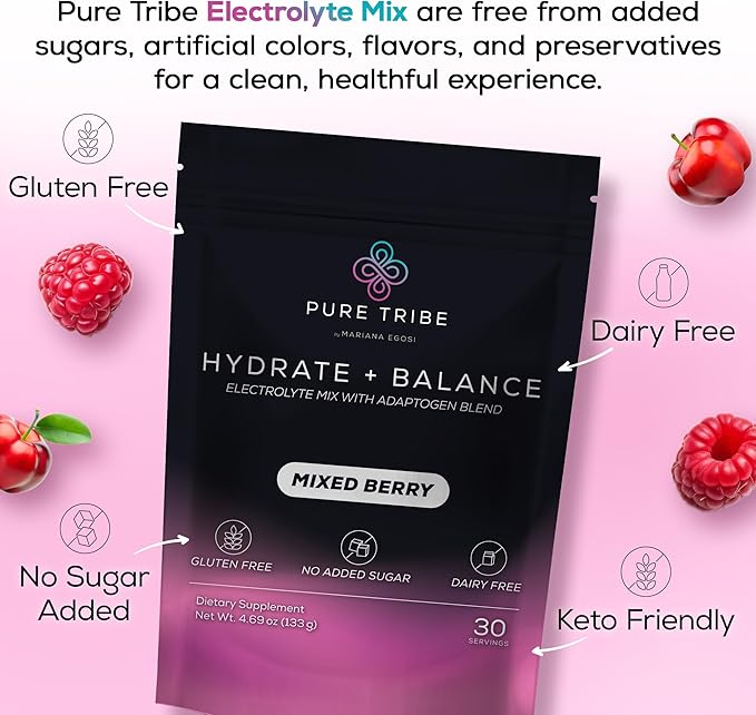 Electrolytes Powder Packets - Sugar Free Hydration Powder Drink Mix Loaded with 6 B Vitamins & Minerals - Energy Drink for Muscle and Mood Support - Mixed Berry Flavor - 30 Servings