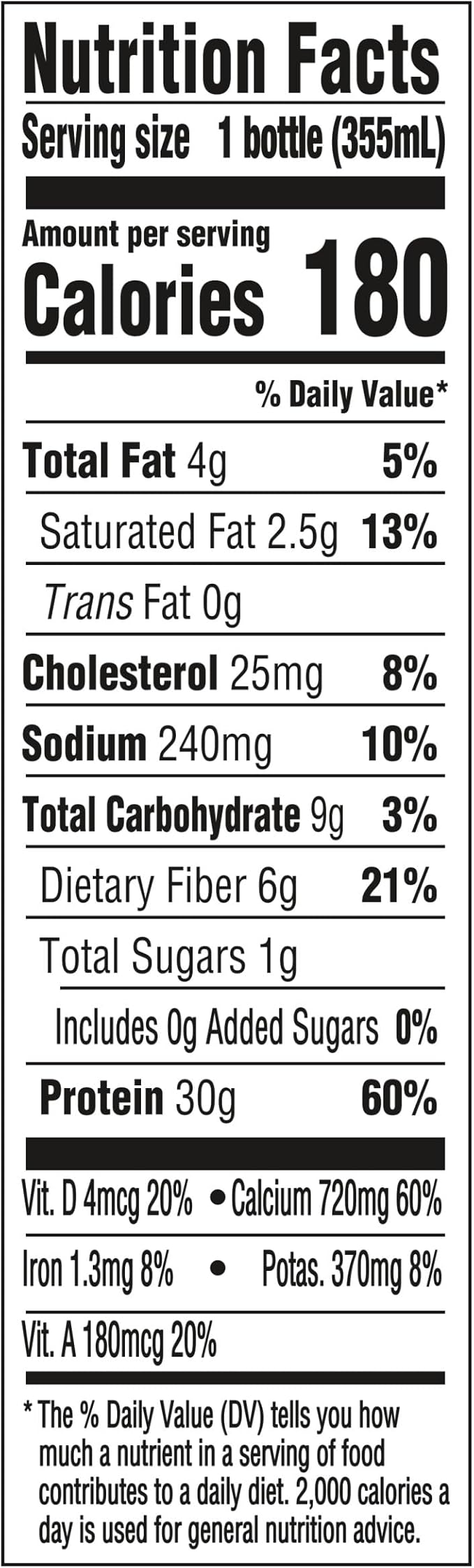 Oikos Protein Shake, Chocolate, 30g High Protein Drinks, Shelf Stable, Ready to Drink, 5g Prebiotic Fiber, 12 fl oz Bottle, 4 Count