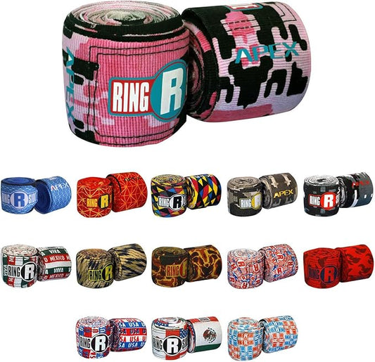 Ringside Apex 180” Boxing Hand Wraps Pair - Durable, Elastic Training Wraps with Hook & Loop Closure, Multi-Color Options, Perfect for MMA, Muay Thai, Kickboxing