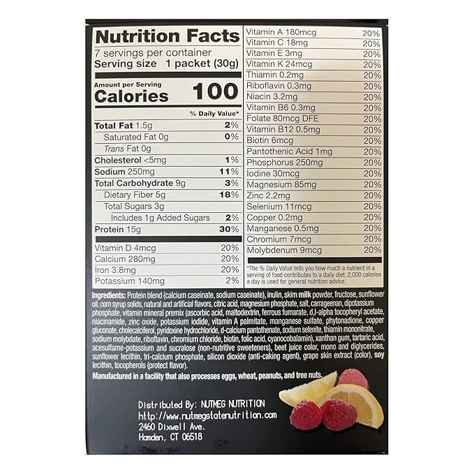 PROTIFIT - High Protein Pudding/Shake Mix, 15g Protein, Low Calorie, Low Fat, Low Carb, Aspartame Free, Idea Protein Compatible, Meal Replacement, 7 Servings Per Box (Lemon Raspberry)