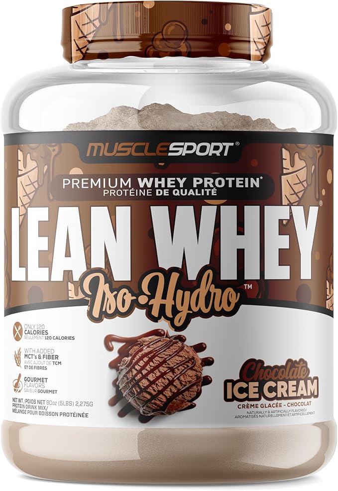 Musclesport Lean Whey Revolution™ Protein Powder - Whey Protein Isolate - Low Calorie, Low Carb, Low Fat, Incredible Flavors - 25g Protein per Scoop - 5lb Chocolate Ice Cream