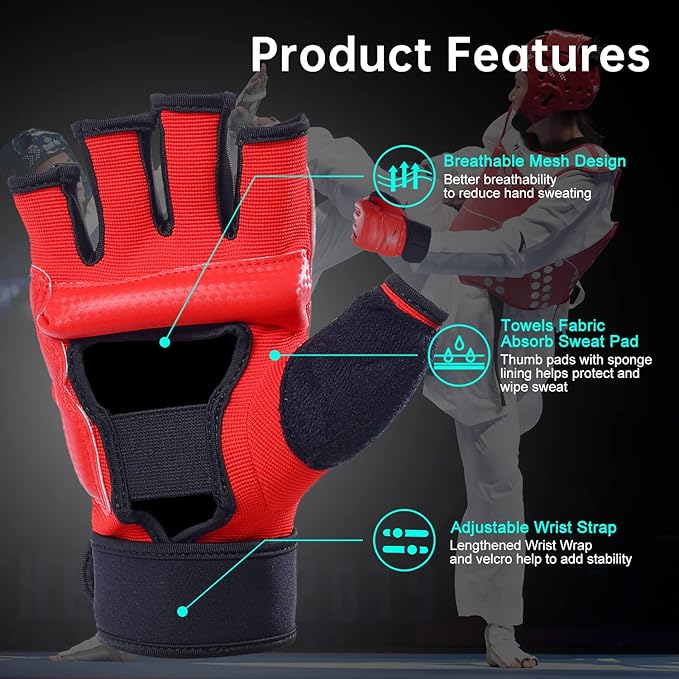 Kickboxing Sparring Gloves MMA Gloves Boxing Gloves for Men Women Kids Half Finger Punching Bag Gloves Fighting Gloves for Men Women Boxing Training