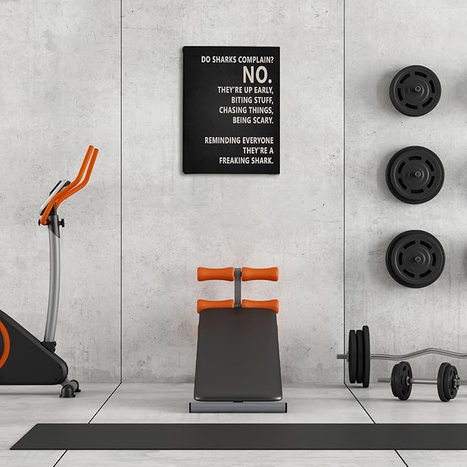 Rusenbao Gym Motivational Workout Wall Art, Home Gym Decor, Do Sharks Complain About Monday, Inspirational Workout Posters for Home Gym Decoration, 11x14 inch