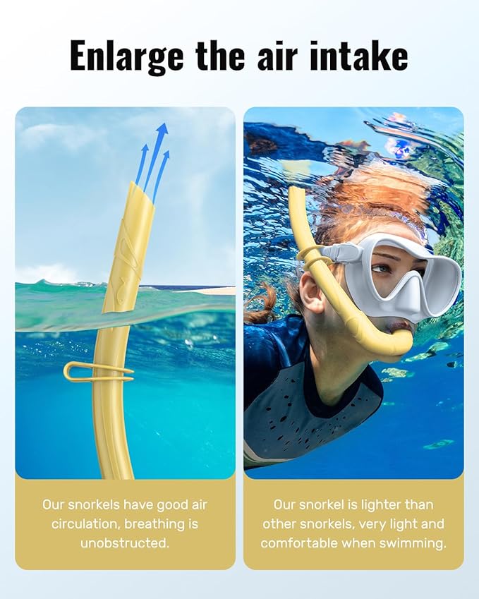 W WSTOO Adults Diving Snorkel Breathing Tube Silicone Flexible Foldable Snorkel Anti-Drop for Freediving Swim Training,Diving and Scuba Diving,Easy to Carry for Travel