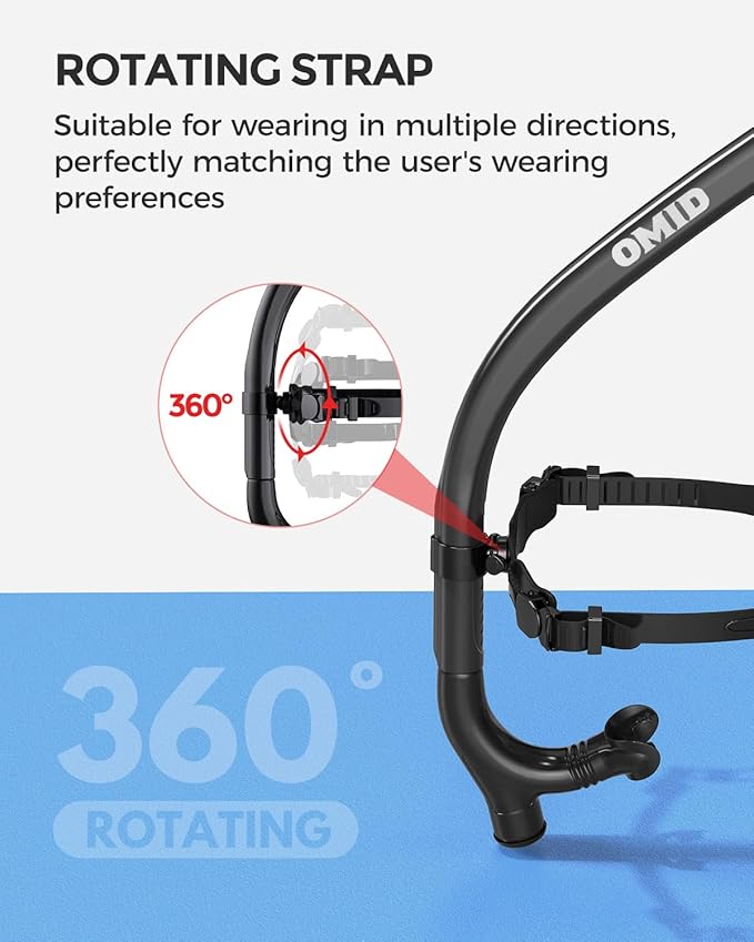 OMID SN1 Snorkel for Adult Youth, Diving Snorkel with One-Way Purge Valve, Food-Grade Silicone Mouthpiece