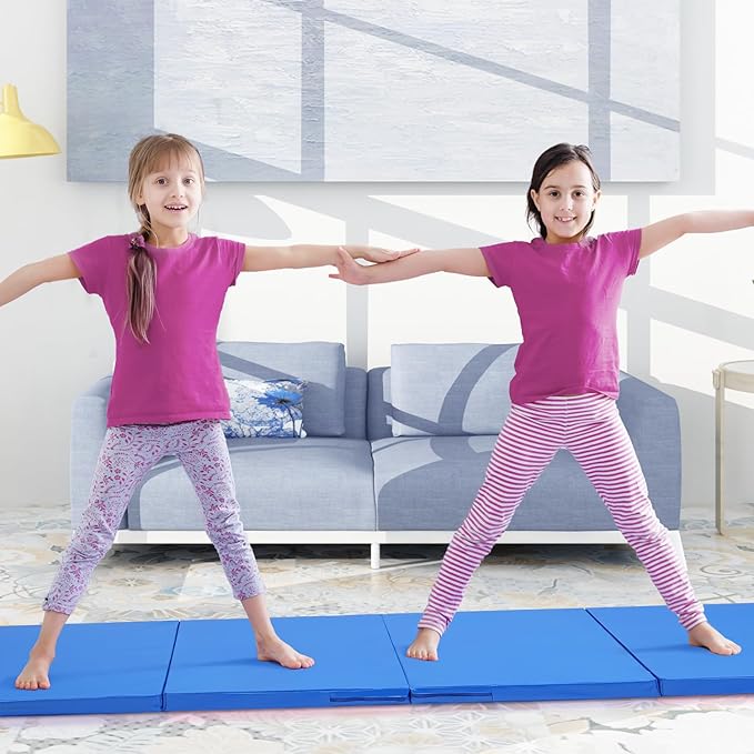 ZENOVA Gymnastics Mat 6'x3'x2''/4'x8'x2'' Exercise Mat Gym Mat for Home Aerobics Workout Foldable Tumbling Mat Children Gifts