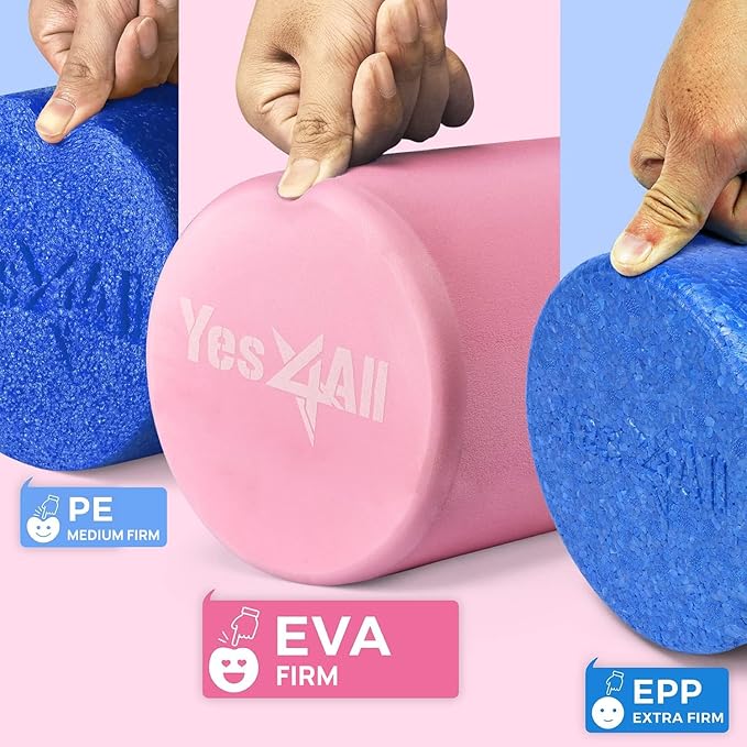 Yes4All EVA Firm Foam Roller for Back - Round Back Roller for Exercise, Yoga & Pilates 12/18/24/36 inch