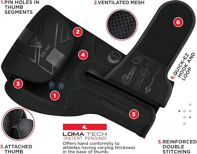 RDX Boxing Gloves, Pro Training Sparring, Maya Hide Leather, Muay Thai MMA Kickboxing, Men Women Adult, Heavy Punching Bag Focus Mitts Pads Workout, Ventilated Palm, Multi Layered, 8 10 12 14 16 18 Oz