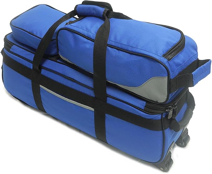 Pyramid Path Triple Tote Roller Plus Bowling Bag with Detachable Shoe Bag (Fits US Mens Size 15), Accessory and Side Pocket, Lightweight Travel Design