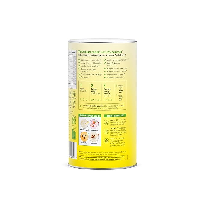 Almased Protein Powder for Weight Loss Kit for Men & Women, Natural Meal Replacement Shake for Weight Loss, Supplement, 24 Grams of Protein Per Serving (Original Flavor, 2 Cans @ 17.6 oz ea + Shaker Bottle + Scoop)