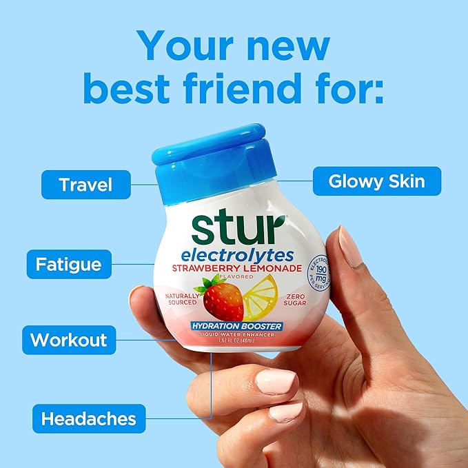 Stur Liquid Water Enhancer | Electrolyte Variety Pack | Naturally Sweetened | High in Vitamin C & Antioxidants | Sugar Free | Zero Calories | Keto | Vegan | 5 Bottles, Makes 90 Drinks