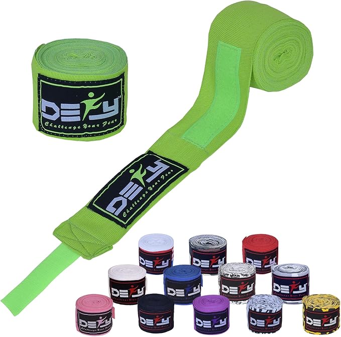 DEFY Professional 180 Inch Hand Wraps for Boxing Muay Thai MMA Elastic Bandages for Men & Women -Pair