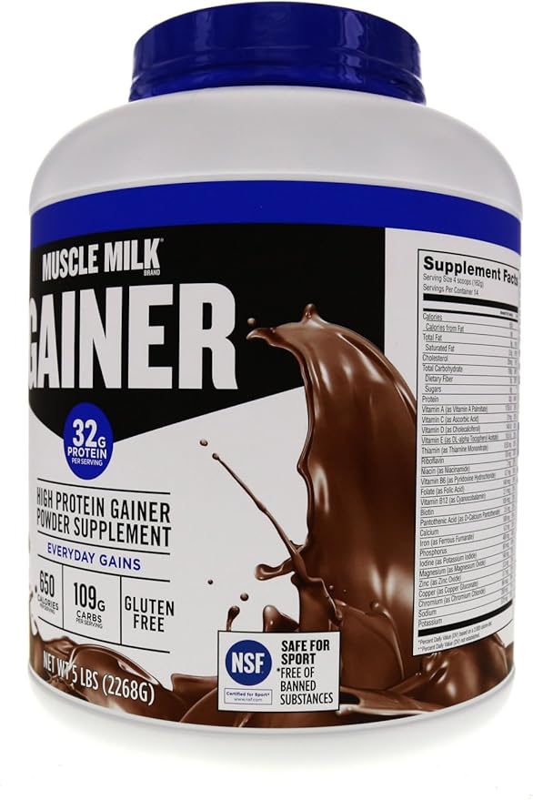 Muscle Milk Gainer Protein Powder, Chocolate, 32g Protein, 5 Pound