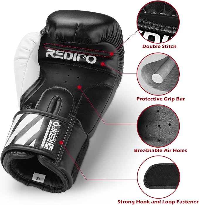 Boxing Gloves for Men & Women, Premium Leather Sparring Heavy Bag Training Gloves, Pro Punching Bag Gloves for Muay Thai, Kickboxing, MMA