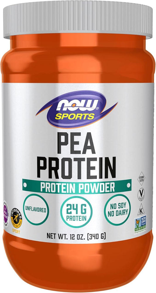 NOW Foods Sports Nutrition, Pea Protein 24 g, Easily Digested, Unflavored Powder, 12-Ounce