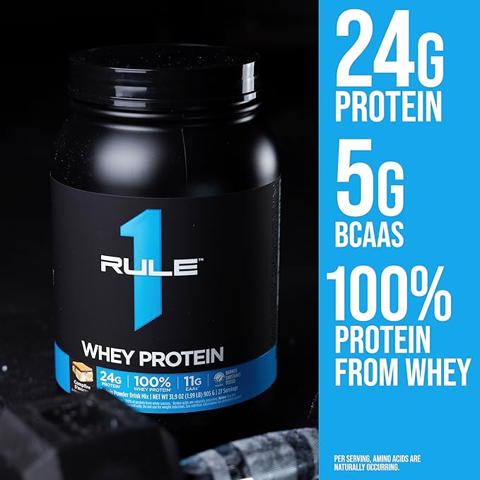 Rule 1 Whey Protein – 24g Fast-Acting Protein from All-Whey Sources with Naturally Occurring EAAs & BCAAs for Workout Recovery or Anytime Use (5 Pounds*, Mint Chocolate Chip)