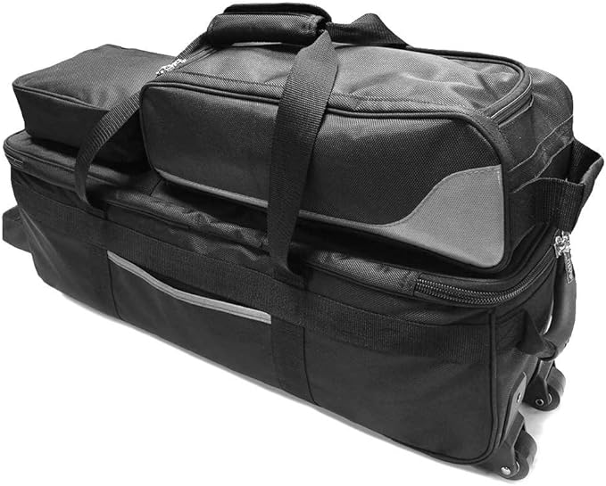 Pyramid Path Triple Tote Roller Plus Bowling Bag with Detachable Shoe Bag (Fits US Mens Size 15), Accessory and Side Pocket, Lightweight Travel Design