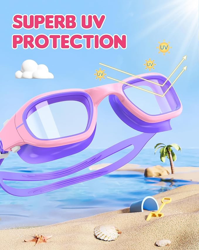 Kids Swim Goggles,Swimming Goggles for Kids 6-14, Anti-Fog UV Protection Pool Glasses for Boys Girls