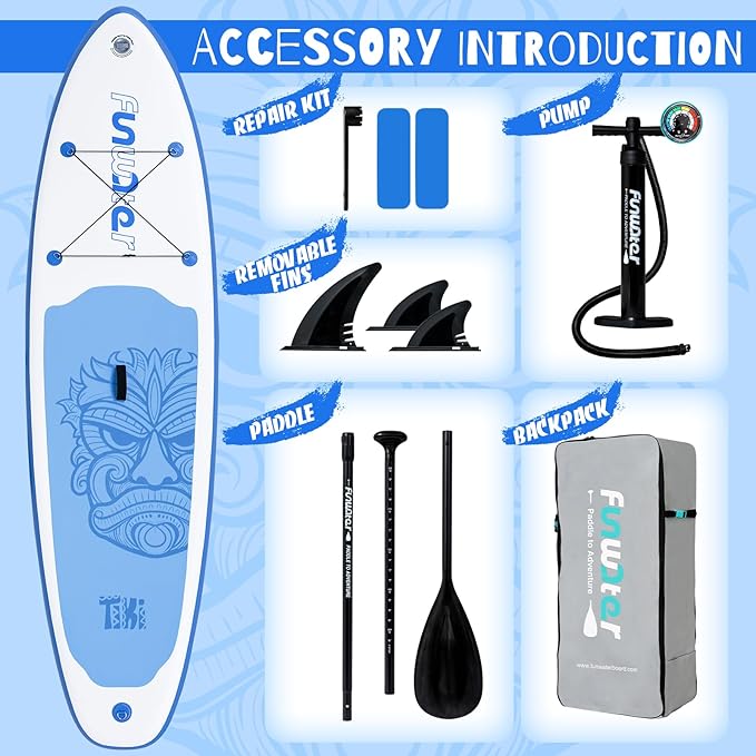 FunWater Inflatable Ultra-Light Stand Up Paddle Board for All Skill Levels with Premium SUP Paddleboard Accessories,Non-Slip Comfort Deck for Youth & Adults