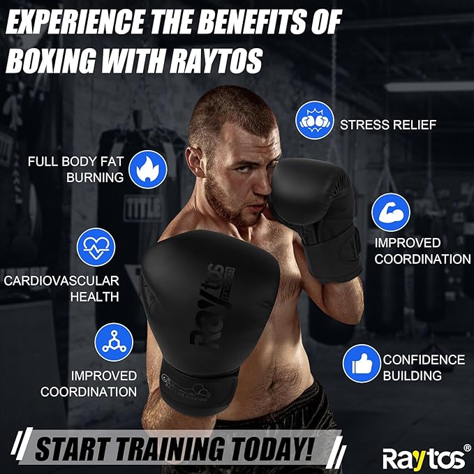 Boxing Gloves for Men & Women Pro Training | Wrist Protection 15° Hook & Loop | Triple Latex Padding | PU Leather for Muay Thai MMA Kickboxing Sparring|Sizes 10-16 oz