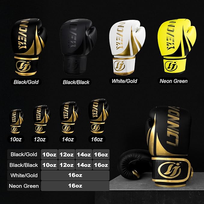 Boxing Gloves for Men & Women, Sparring Training Gloves for Boxing, Kickboxing, Muay Thai, MMA, Heavy Bag Workout Gloves with Multi-Layer Padding, Secure Fit, 10 12 14 16 oz