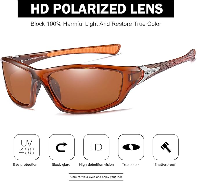 FAGUMA Sports Polarized Sunglasses For Men Cycling Driving Fishing UV400 Protection