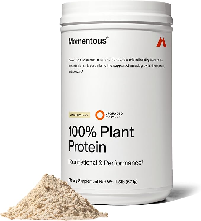 Momentous Vegan Protein Powder - 20 g Plant-Based Protein - NSF Certified for Sport - Gluten-Free - Non-GMO - 22 Servings for Essential Everyday Use - Vanilla Spice