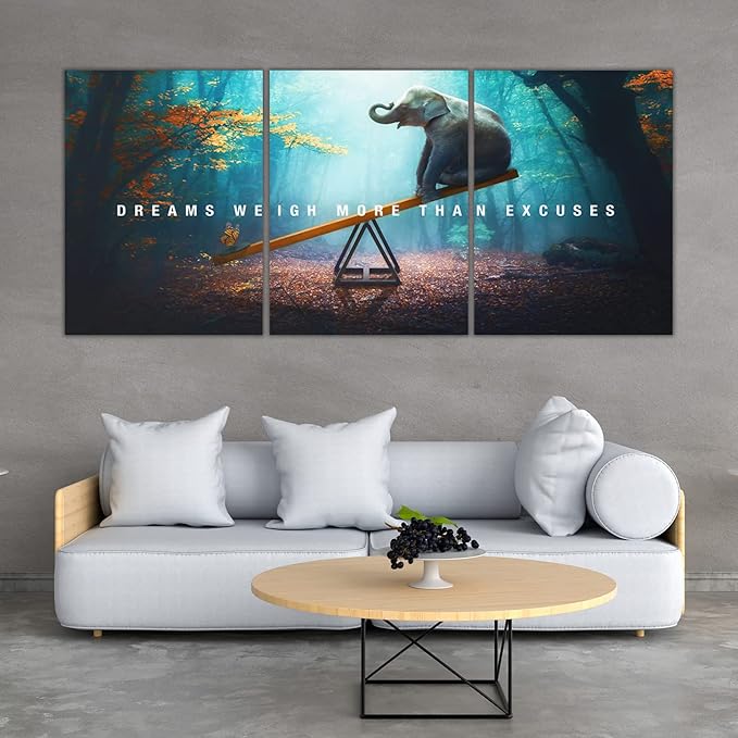 Yetaryy Motivational Poster Inspirational Wall Art 3 Pieces Canvas Painting Lion Artwork for Living Room Office Modern Home Decor Prints Pictures Wall Decor Framed Ready to Hang [36''Wx 16''H]