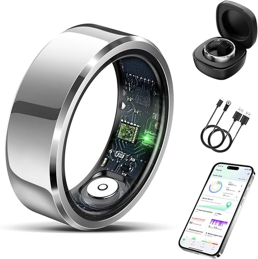 Smart Ring for Women Men-Wearable Fitness Tracker with Sleep Tracking Heart Rate Blood Oxygen Healthy Monitor Ring Activity Monitoring Steps Calories for Adult