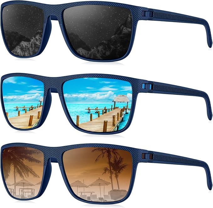 KALIYADI Polarized Sunglasses for Men, Lightweight Sun Glasses with UV Protection for Driving Fishing Golf