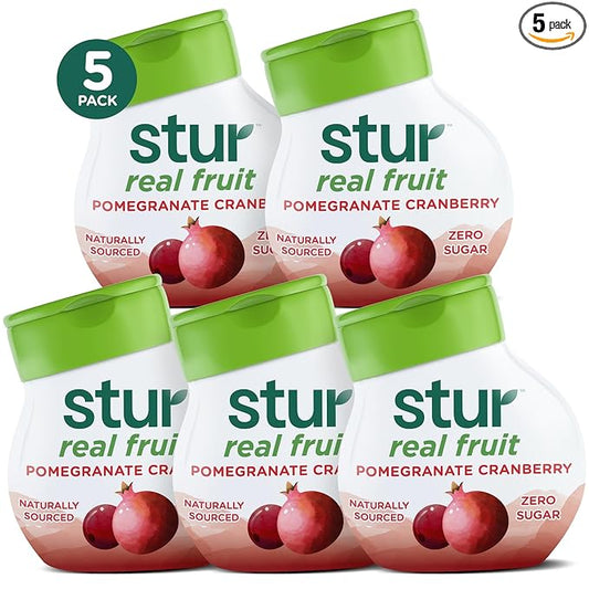 Stur Liquid Water Enhancer | Pomegranate Cranberry | Naturally Sweetened | High in Vitamin C & Antioxidants | Sugar Free | Zero Calories | Keto | Vegan | 5 Bottles, Makes 120 Drinks