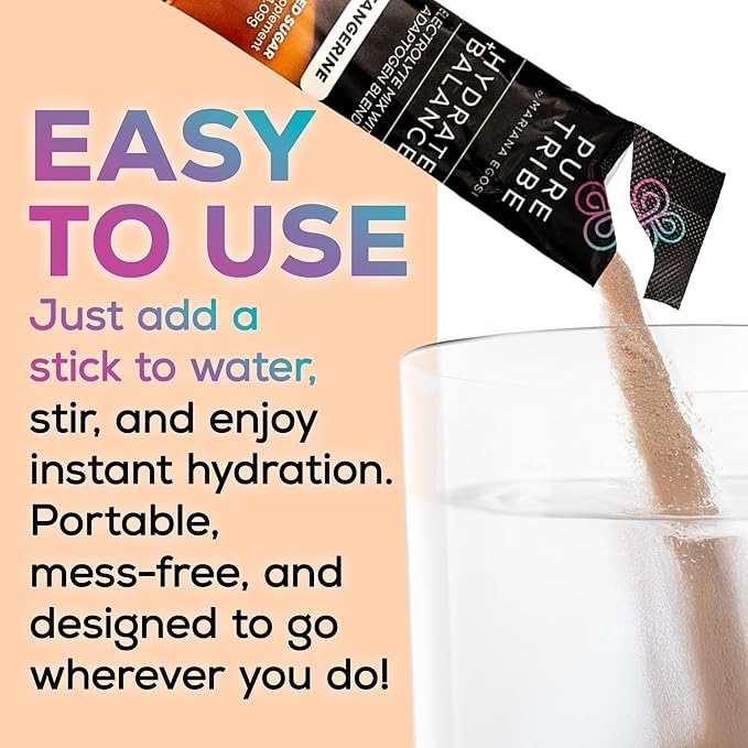 Electrolytes Powder Packets - Sugar Free Hydration Powder Drink Mix Loaded with 6 B Vitamins & Minerals - Energy Drink for Muscle and Mood Support - Tangerine Flavor - 30 Servings