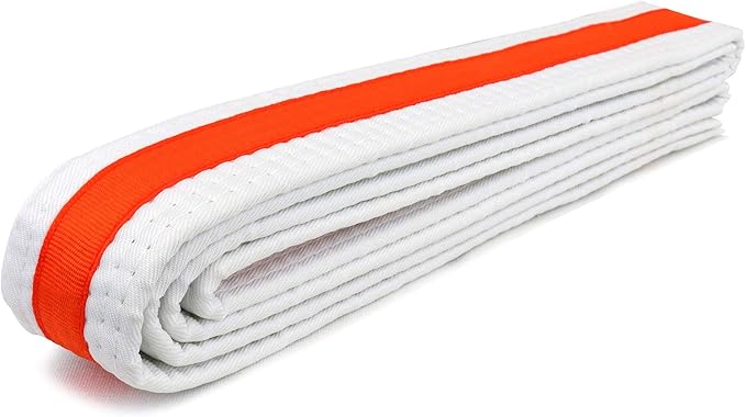 AAMA Martial Arts Belt White Belt with Mixed Color Stripe for Martial Arts - Taekwondo Karate Judo