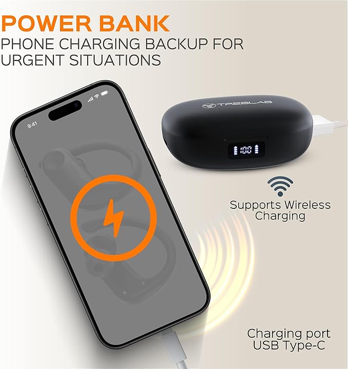 TREBLAB X3 Pro - Ultra Comfortable Earhooks, Pure-HD Sound, Punchy Bass, 145H Battery, Waterproof & Sweatproof Bluetooth Earbuds, Mics for Calls, True Wireless Ear Buds for Sports Workout Running