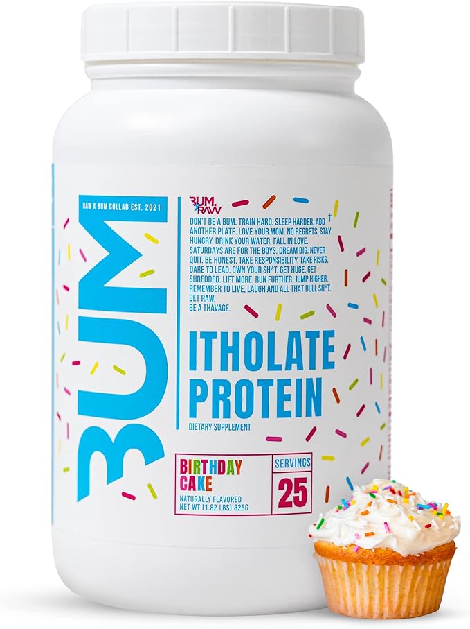 RAW Whey Isolate Protein Powder, Birthday Cake (CBUM Itholate Protein) - 100% Grass-Fed Sports Nutrition Powder for Muscle Growth & Recovery - Low-Fat, Low Carb - 25 Servings