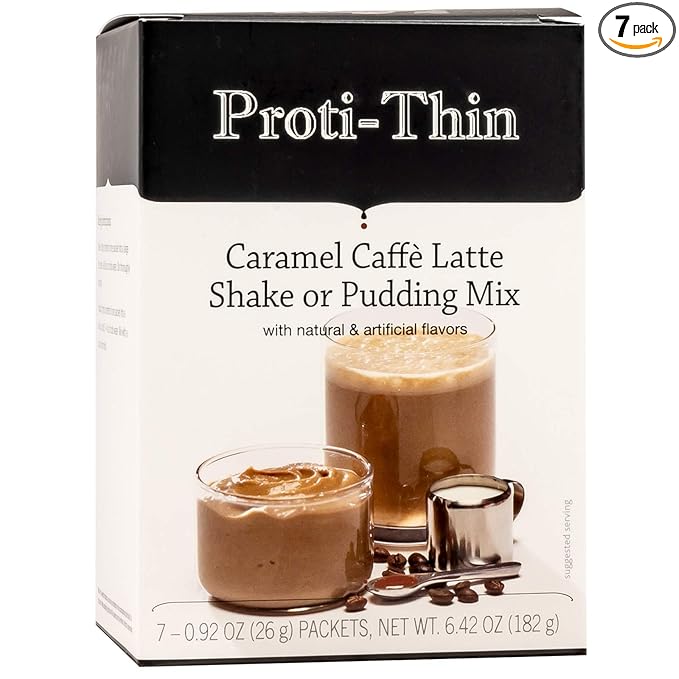 Proti-Thin High Protein Caramel Cafe Latte Shake Mix, Aspartame-Free, Gluten-Free, 1 Pack of 7 Servings