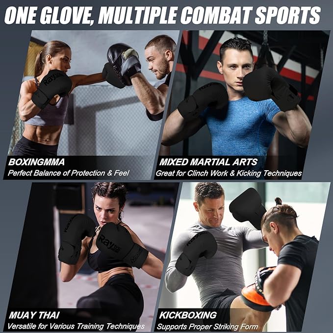 Boxing Gloves for Men & Women Pro Training | Wrist Protection 15° Hook & Loop | Triple Latex Padding | PU Leather for Muay Thai MMA Kickboxing Sparring|Sizes 10-16 oz