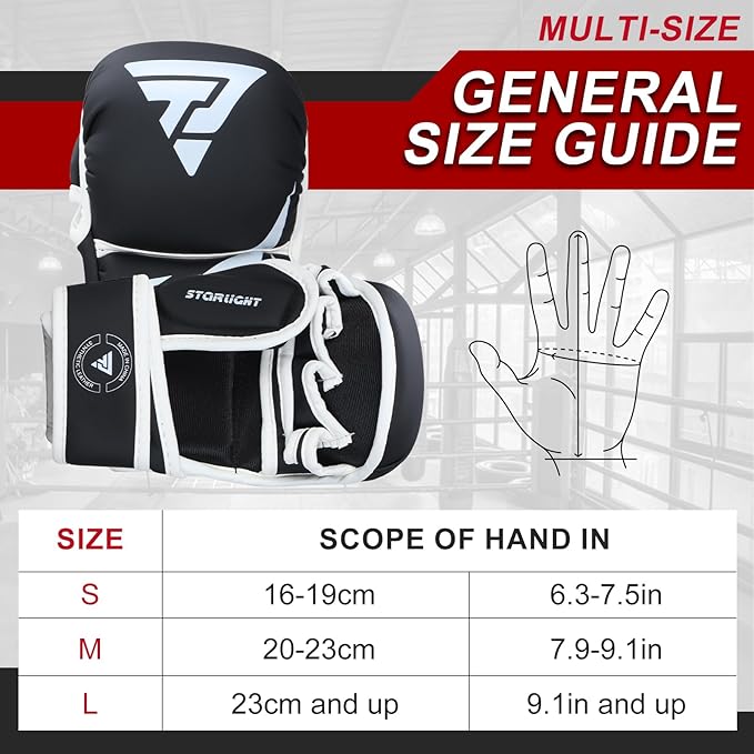 MMA Gloves for Sparring Grappling, Hybrid Open Palm Martial Arts Mitts, Maya Hide Leather Wrist Support, Fighting Combat Sports MMA Boxing Glove for Men Women Punching Bag Muay Thai Training