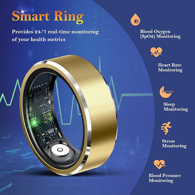 Smart Ring for Women Men-Wearable Fitness Tracker with Sleep Tracking Heart Rate Healthy Monitor Ring Activity Monitoring Steps Calories