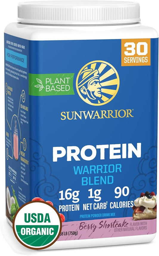 Sunwarrior Vegan Organic Protein Powder Plant-Based | BCAA Amino Acids Hemp Seed Soy Free Dairy Free Gluten Free Synthetic Free Non-GMO | Berry 30 Servings | Warrior Blend
