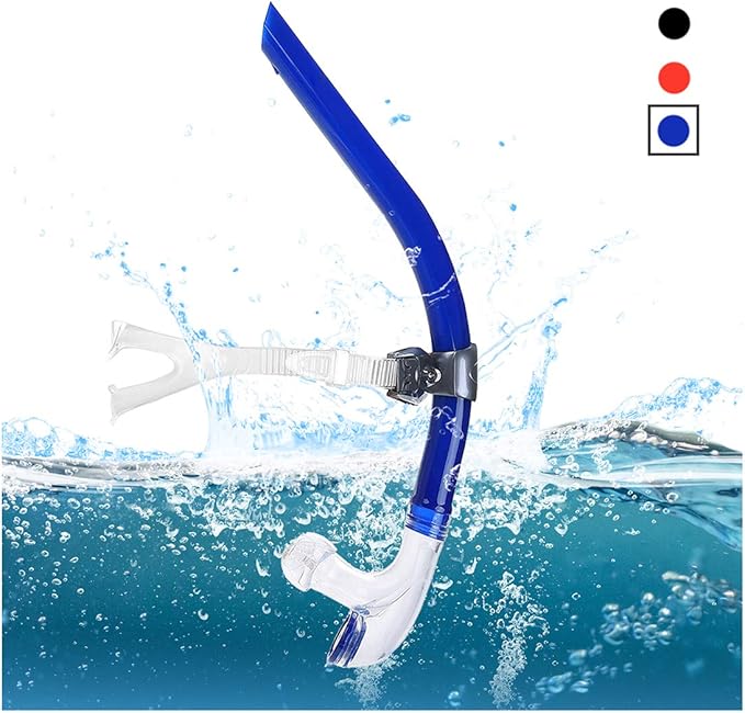 Panzexin Swim Snorkel, One-Way Purge Valve Swimmers Snorkel for Lap Swimming Training Snorkeling, Front Mounted Training Gear with Comfortable Silicone Mouthpiece