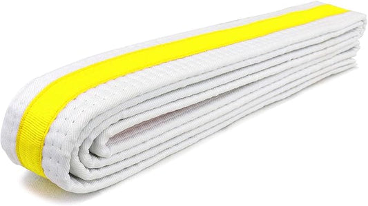 AAMA Martial Arts Belt White Belt with Mixed Color Stripe for Martial Arts - Taekwondo Karate Judo