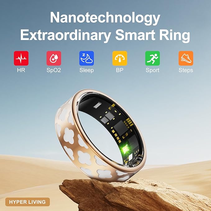 Smart Ring Health Tracker, Sleep Tracker Ring with Heart Rate, Waterproof Fitness Ring for Activity Monitoring/Steps/Distance/Calories, Air Gesture (10)