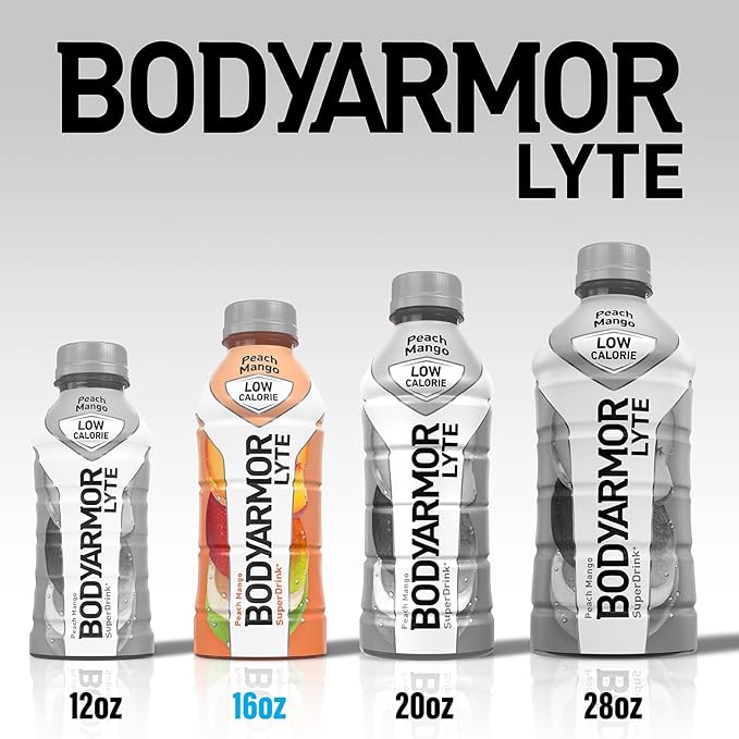 BODYARMOR LYTE Sports Drink Low-Calorie Sports Beverage, Kiwi Strawberry, Coconut Water Hydration, Natural Flavors With Vitamins, Potassium-Packed Electrolytes, Perfect For Athletes, 16 Fl Oz (Pack of 12)