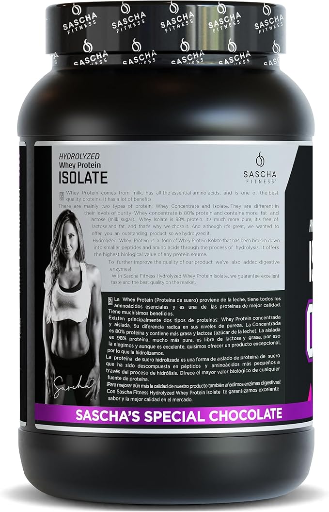 SASCHA FITNESS Hydrolyzed Whey Protein Isolate,100% Grass-Fed (2 Pound,Chocolate)