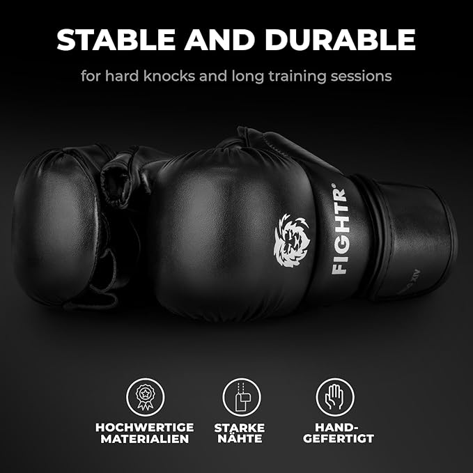 FIGHTR® MMA Sparring Gloves with Best fit for Maximum Stability | with Extra Thick Padding | for Sparring, MMA, Boxing, Kickboxing & Martial Arts | incl. Carrying Bag