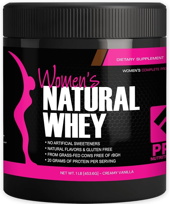 Whey Protein Powder for Women Vanilla Powder - Low Carb Gluten-Free Grass-Fed rBGH-Free - Supports Weight Loss - Natural Stevia Sweetened Protein Shake, 20g (Creamy Vanilla, 1lb)