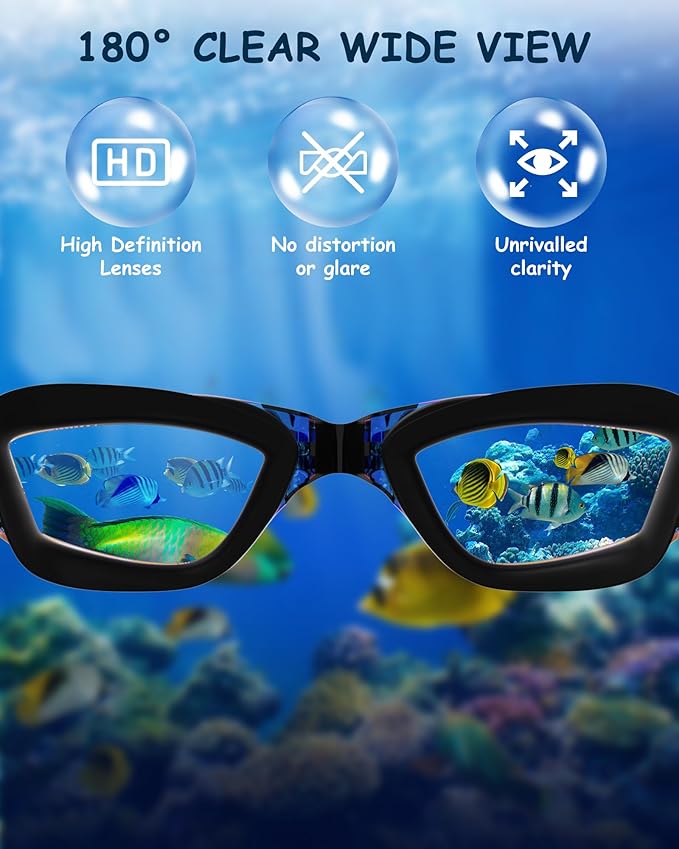 Kids Swim Goggles, Swimming Goggles for Kids Toddlers 3-14 with Swim Cap, Nose Clip, Nose Bridge, Ear Plugs