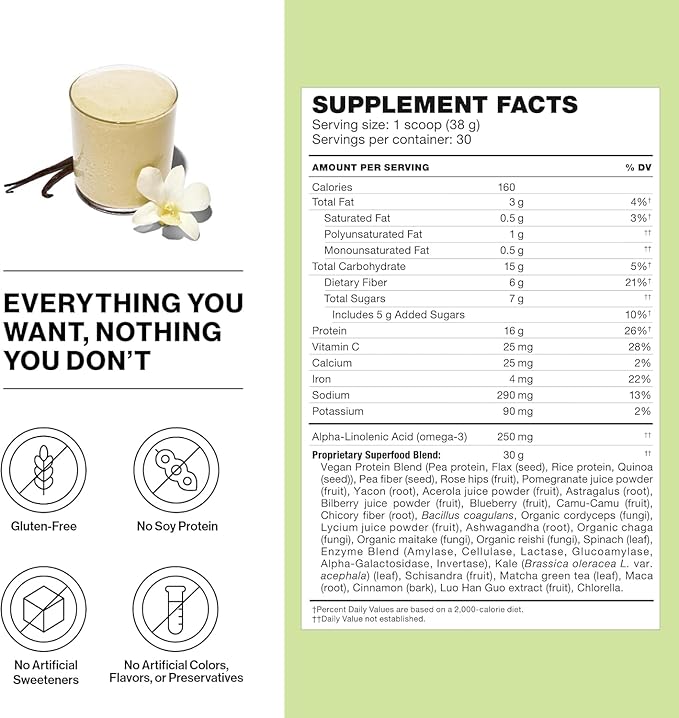 Shakeology Plant Based Protein Powder Blend – Gluten-Free Shake with Vitamins and Minerals – Helps Support Weight Loss, Lean Muscle, Gut Health – Vanilla, 30 Servings